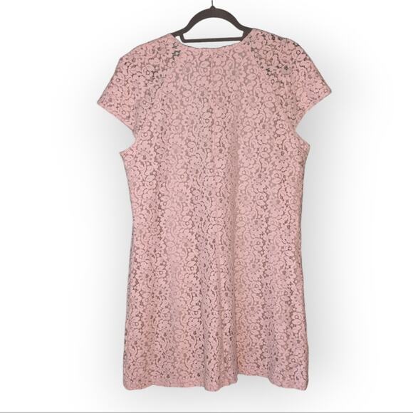 Zara Women Blush Pink Lace Overlay Cap Sleeve Dress size 14 - Picture 2 of 8